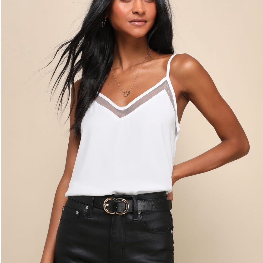 Sweet Fling White Mesh Tank Top